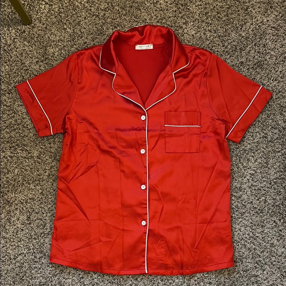 Red Satin Pajama Set - Picture 2 of 4